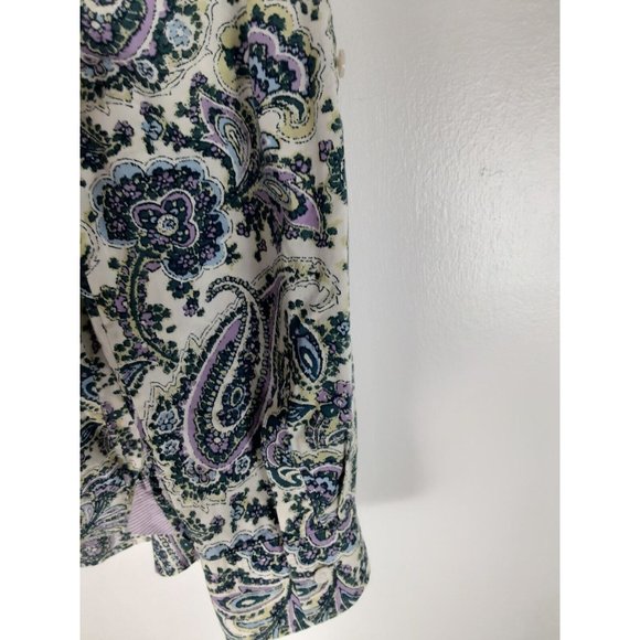 Talbots Womens Light Green/Cream Paisley Button Down Shirt Long Sleeve 10 - Picture 5 of 8